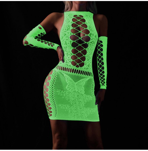 FEE ET MOI - Glow In The Dark Fishnet Bodystocking Dress (7420) FEE ET MOI - Glow In The Dark Fishnet Bodystocking Dress (7420)